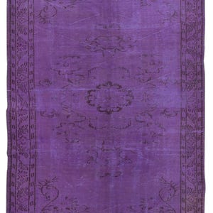 6x9.2 Ft Purple Area Rug for Modern Interiors, Hand-Knotted in Turkey. BTEK1998