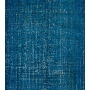 5.8x8.6 Ft Overdyed Wool Blue Area Rug, Handmade in Turkey, Home Gift, Modern Upcycled Carpet. BTEK1017