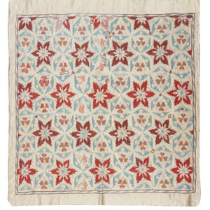 29x29 in 100% Silk Wall Hanging. Embroidered Tablecloth. Boho Wall Decor. Modern Throw. BST41