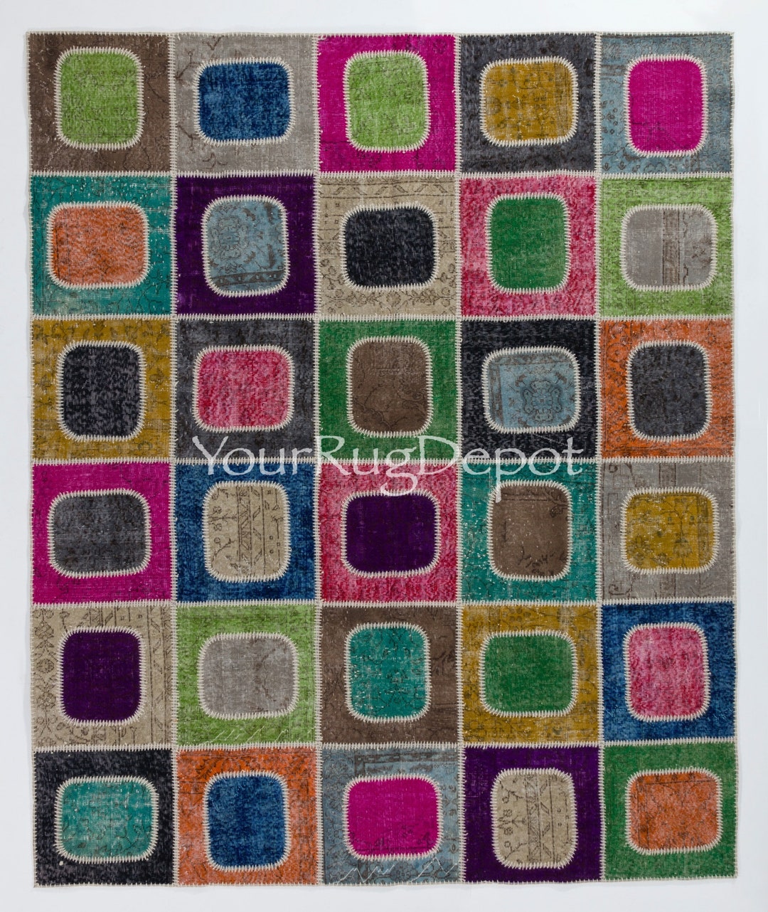 Bohemian Colorful Handmade Patchwork Rug for Kitchen, Dining Room ...