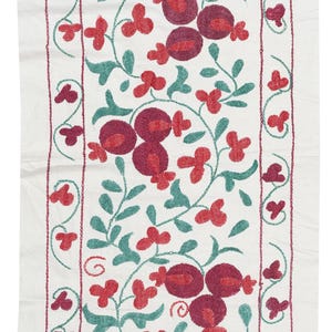 20x34 in Modern Embroidered Wall Hanging. Cotton Tablecloth. Pomegranate Tree Design Throw. BST37