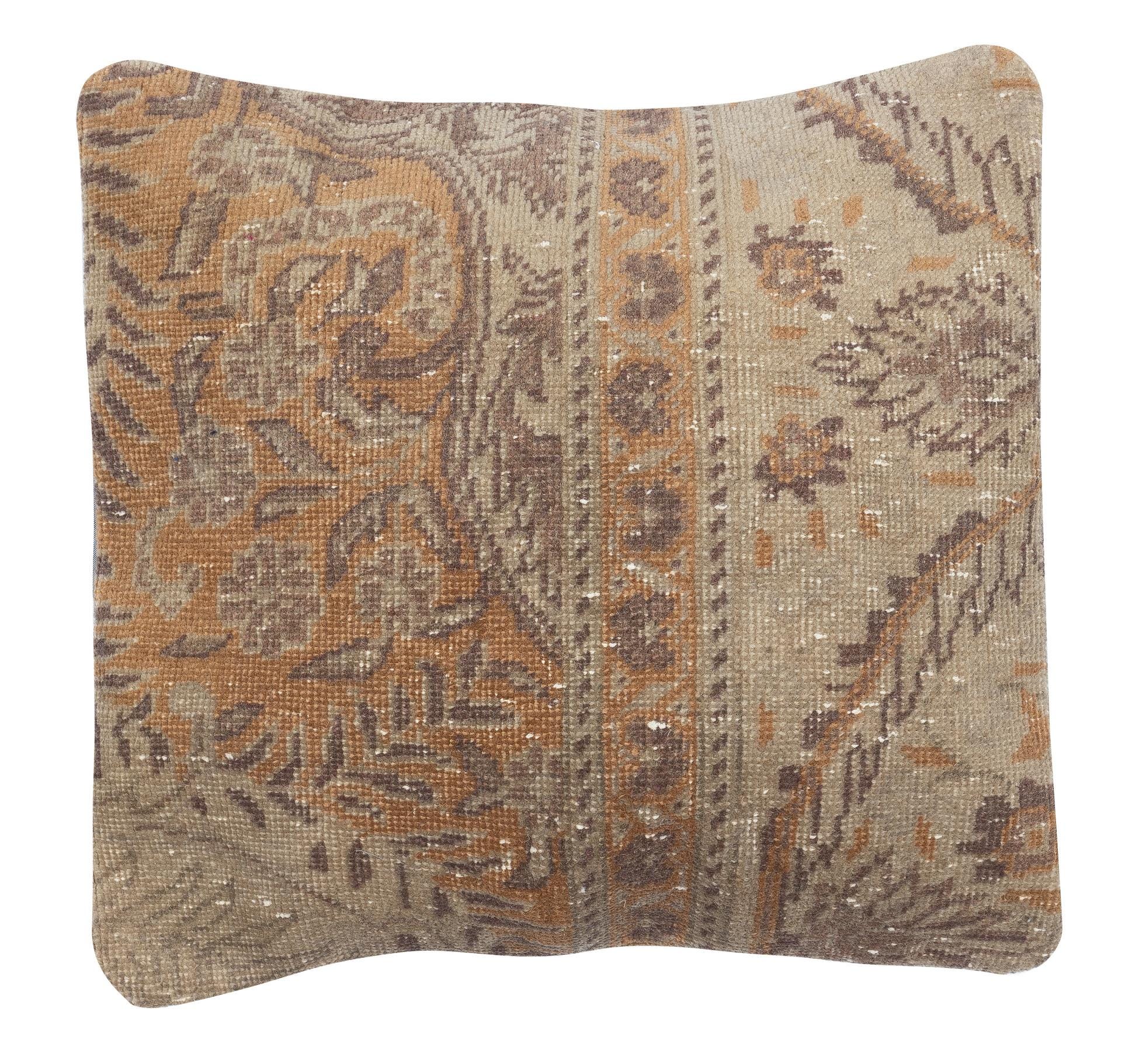 16インチ×16インチの素朴なトルコ風クッションカバー。ハンドメイド