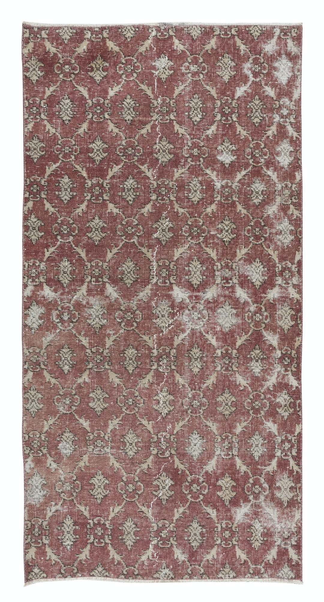 Vintage Small Rug in Barn Red & Beige, Rustic Kitchen Accent Rug ...