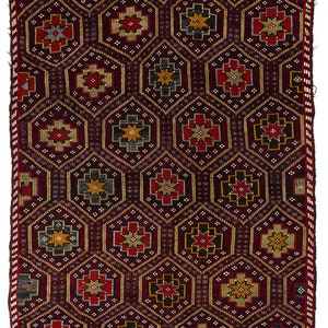 6.8x12.4 Ft One-of-a-kind Turkish Jijim Kilim. Vintage Hand-woven Wool Rug. BKEF71