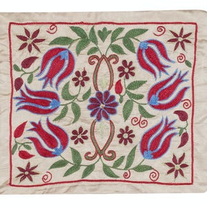 17&quot;x20&quot; Silk Embroidery Cushion Cover. Handmade Pillowcase. Modern Throw Pillow. New Toss Pillow. BSC193
