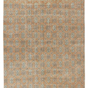 Vintage Handmade Turkish Area Rug in Orange Color, Floral Patterned Authentic Wool Carpet. 6.4x10.5 Ft, BTEK0425