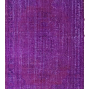 Handmade Turkish Wool Area Rug in Purple, Great for Modern Interiors. 6x9.2 Ft, BTEK1391