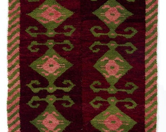 Turkish Handmade Vintage &quot;Tulu&quot; Wool Rug with Ram’s Horn Design. 3.7x5 Ft, BKEF23.