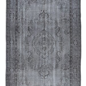 Contemporary Turkish Area Rug in Gray, Hand Knotted Re-Dyed Carpet, Rectangle Wool and Cotton Floor Covering. 6x9.8 Ft, BTEK0898