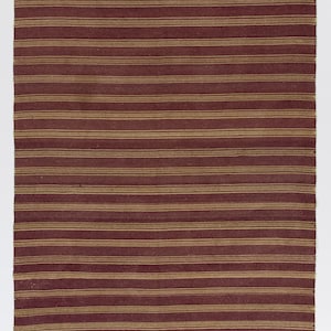 5.7x9.2 Ft Striped Hand-Woven Vintage Turkish Kilim (Flat-weave), All Wool. BG137