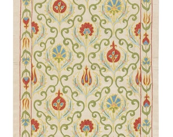 20x68 in 100% Silk Wall Hanging. Embroidered Table Runner. Boho Wall Decor. Modern Tablecloth. BST51