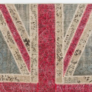 Handmade Union Jack British Flag Design Patchwork Rug Made From Re-dyed ...