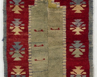 Hand-knotted Vintage "Tulu" Rug from Central Turkey, All Natural Wool. 3.3x5.4 Ft, BC782.