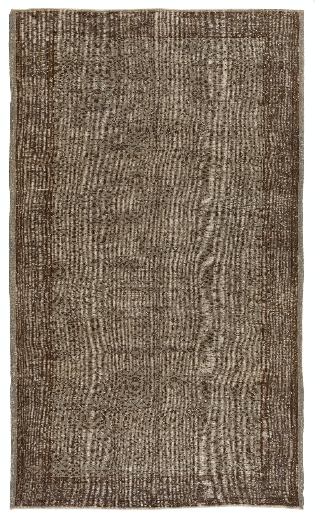 Mid-20th Century Floral Design Area Rug Overdyed in Gray for Modern ...