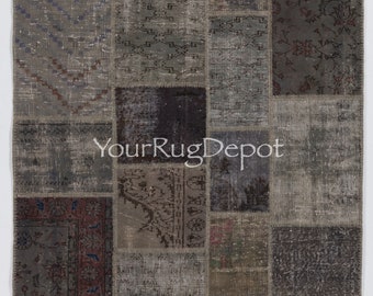 Modern Handmade Patchwork Rug Made from Over-Dyed Vintage Carpets, Custom Options Available. BD78