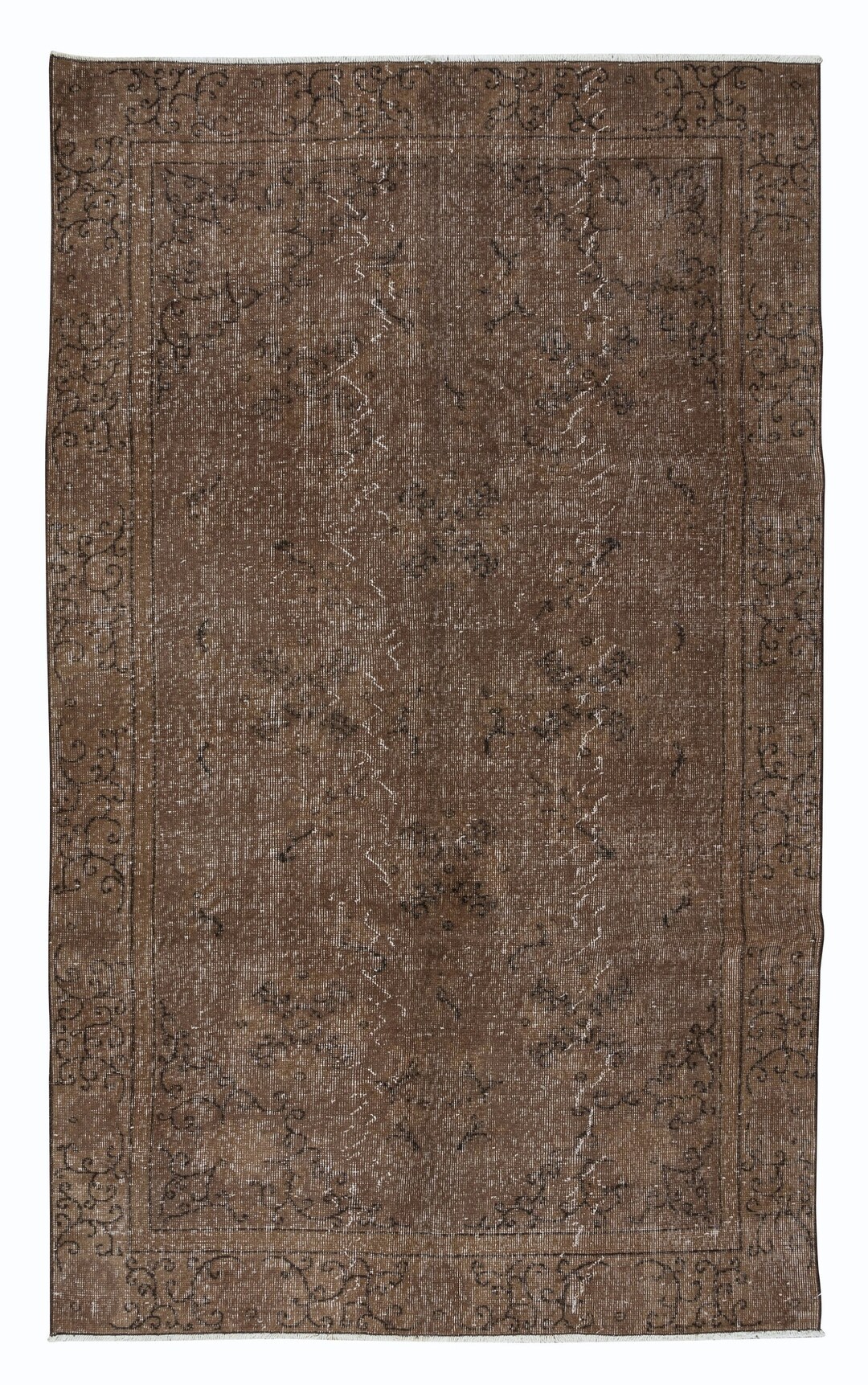 5.2x8.5 Ft Handmade Brown Area Rug From Turkiye, Contemporary Upcycled ...