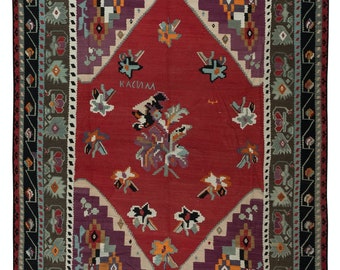 8.3x10.8 Ft Vintage Bosnian Kilim, Flat-Weave Rug, Handmade Carpet Made of 100% Wool. BTEK0953