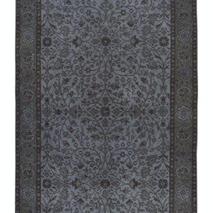 Dark Steel Gray Accent Rug, Modern Small Carpet with Floral Design. Handwoven and Handknotted in Turkey. 4x7 Ft, BTEK1437