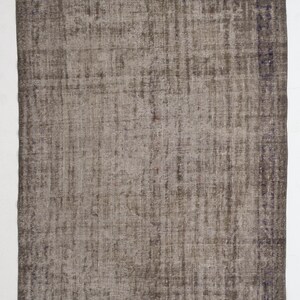 Distressed Vintage Area Rug Overdyed in Gray for Modern Interiors, Handknotted in Turkey. 6x8.5 Ft, BC1229.