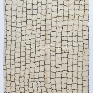 Hand-Knotted Moroccan Tulu Rug Made of Natural Cream and Brown Wool. Custom Options Available. BTD9
