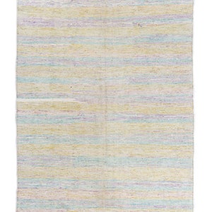 5.3x12 Ft Vintage Banded Turkish Runner Kilim. Reversible Rug. BDKE50