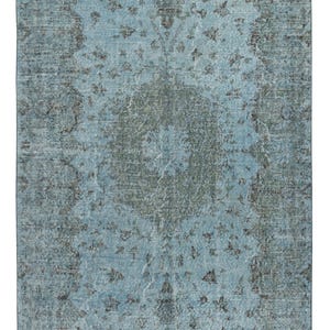 5x9.2 Ft Contemporary Handmade Turkish Area Rug in Blue. Woolen Floor Covering. BTEK2161