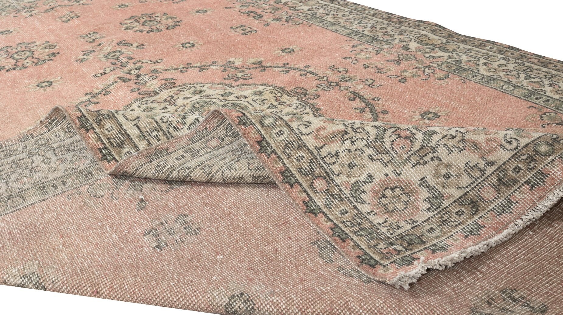 Vintage Handmade Medallion Design Anatolian Rug in Red, Beige & Green ...