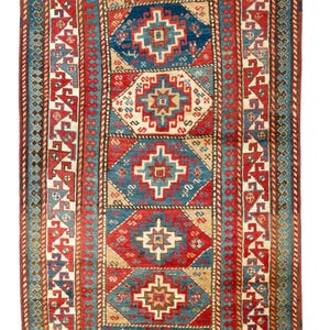 4x8 Ft Antique Caucasian Moghan Kazak Rug, 19th Century. BA114-A