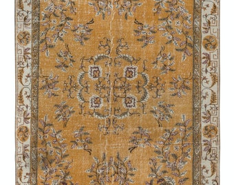 Tappeto turco in lana fatto a mano, pezzo unico, 2 x 3 metri / Tappeto cinese Art Déco arancione / BTEK1527
