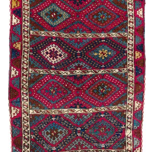 3.8x7.3 Ft Antique East Anatolian Kurdish Rug, late 19th Century. BA10