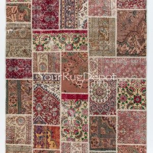 Authentic Patchwork Rug. Vintage Turkish Carpet, Traditional Hand-Knotted Rug, Custom Options Available. BD745