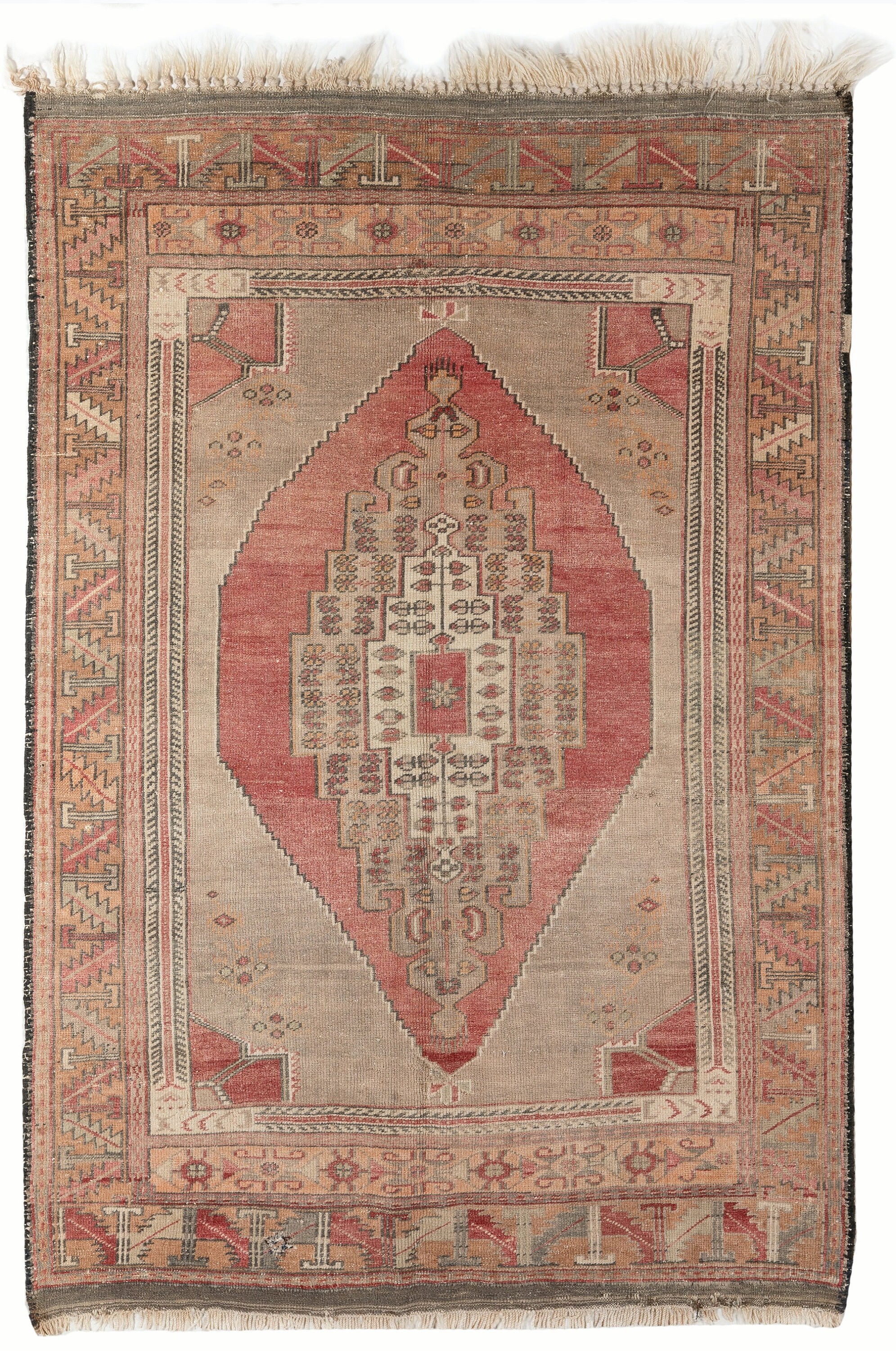 Tribal Style Handmade Vintage Turkish Rug, 100% Wool. 4.2x6