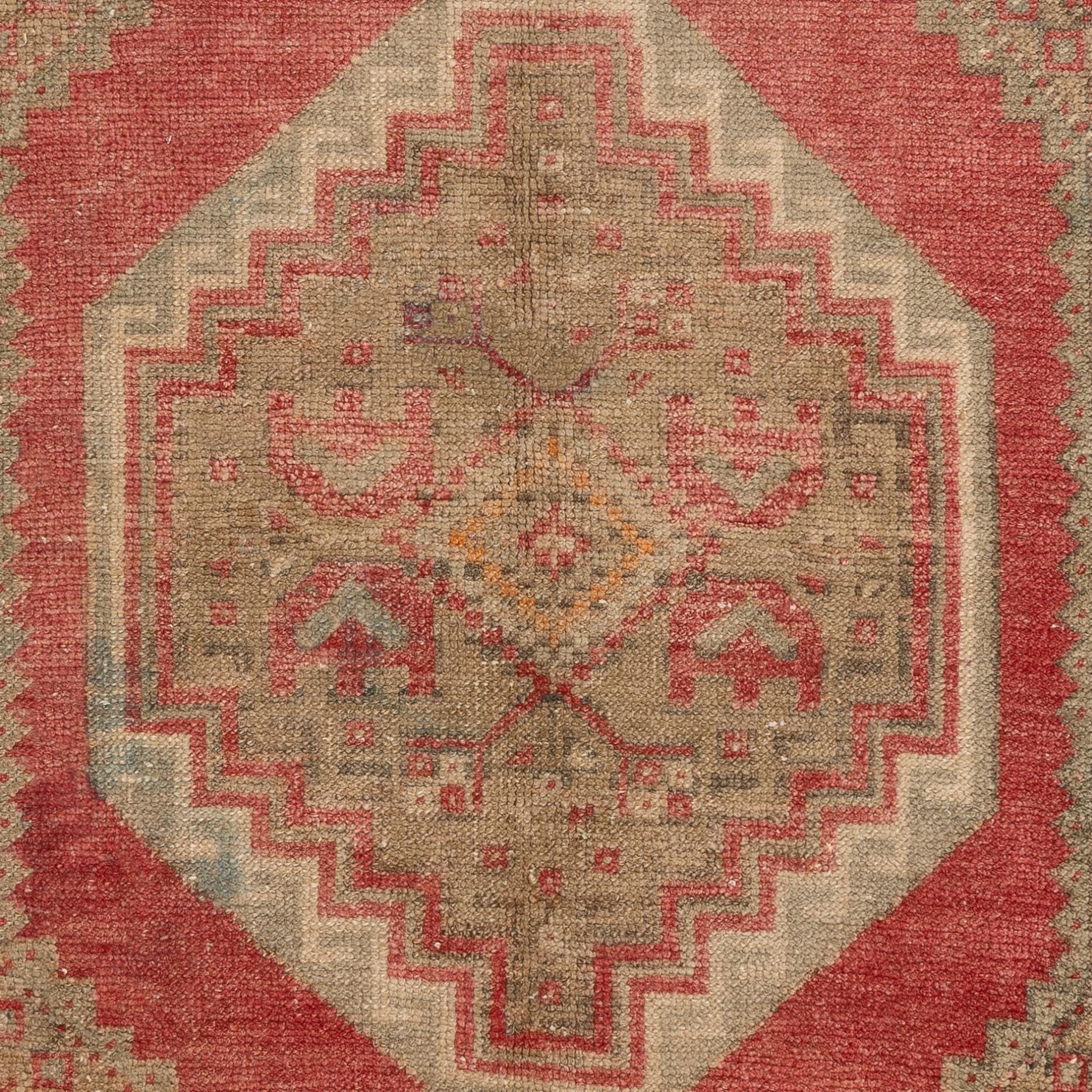 3.7x6 Ft Vintage Handmade Turkish Area Rug With Geometric