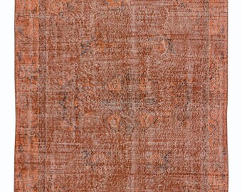 Tappeto turco arancione in stile Art Déco cinese, 152x263 cm / Tappeto vintage annodato a mano / BTEK1042