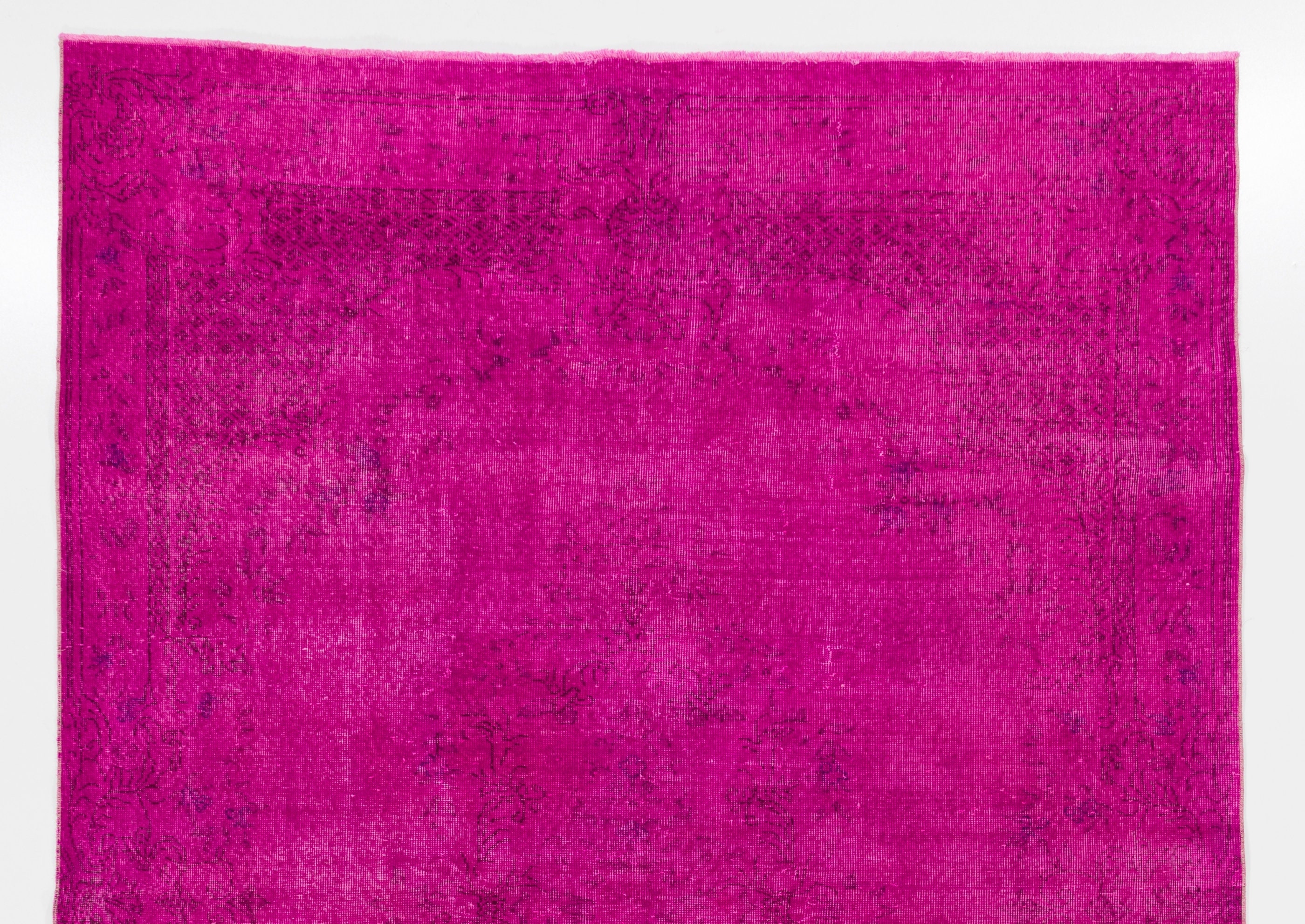 Vintage Area Rug ReDyed in Fuchsia Pink Color for Modern Etsy