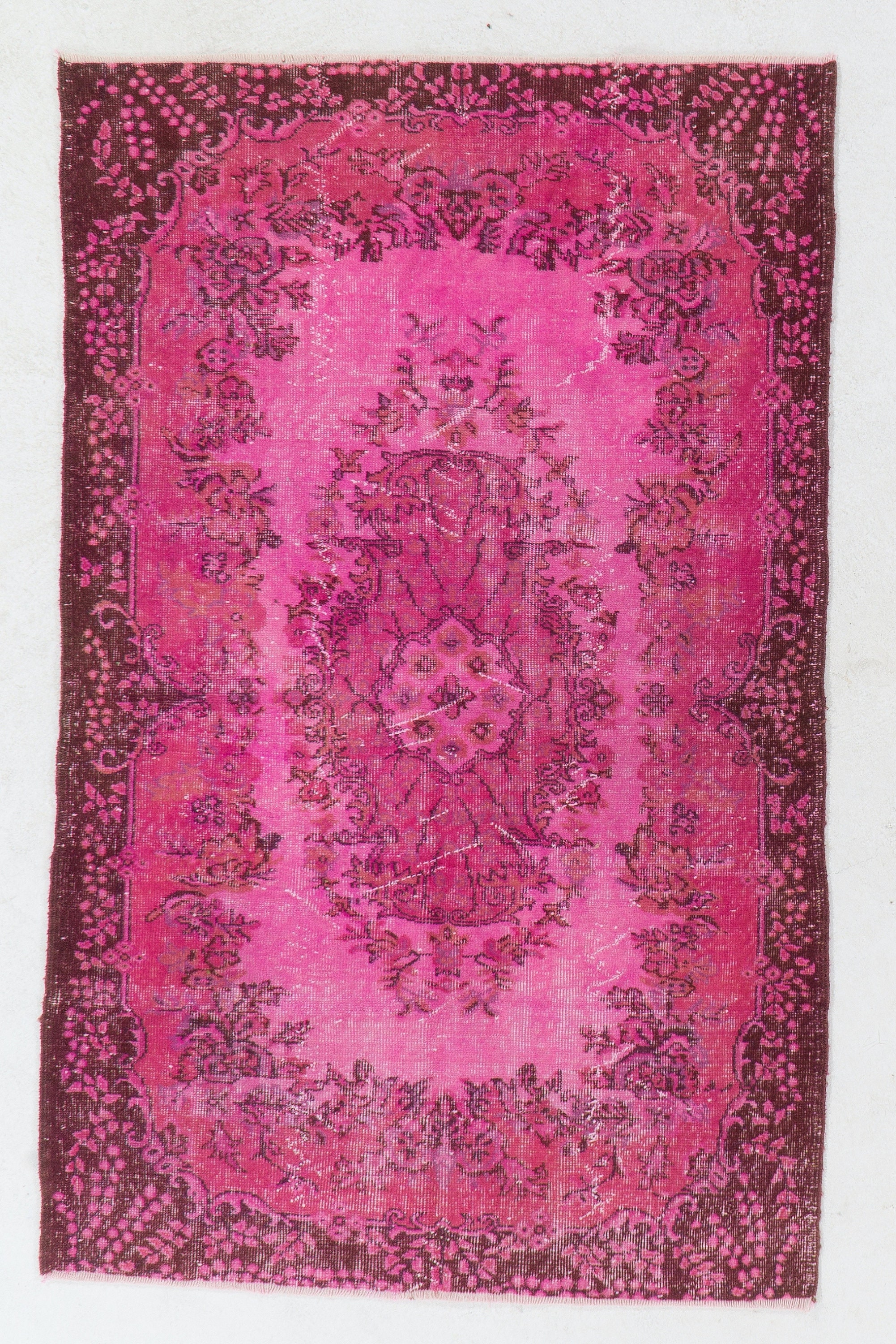 Vintage Floral Medaillon Design Teppich übergefärbt in rosa | Etsy