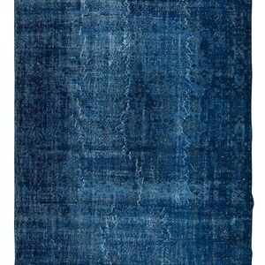 Modern Area Rug in Blue, Handwoven and Handknotted in Turkey, Upcycled Floor Covering. 7x10.6 Ft, BTEK0922
