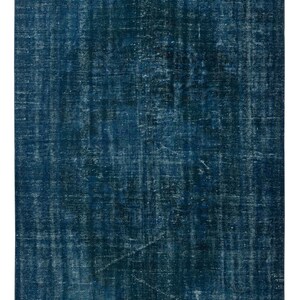 5.7x9 Ft Contemporary Handmade Turkish Area Rug Over-Dyed in Navy Blue. Woolen Floor Covering. BTEK1771