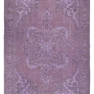 6x9.8 Ft Purple Area Rug for Modern Interiors, Hand-Knotted in Turkey. BTEK2197