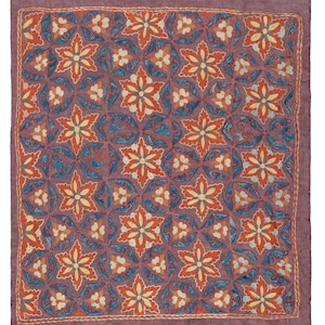 29x32 in 100% Silk Wall Hanging. Embroidered Tablecloth. Boho Wall Decor. Modern Throw. BST64