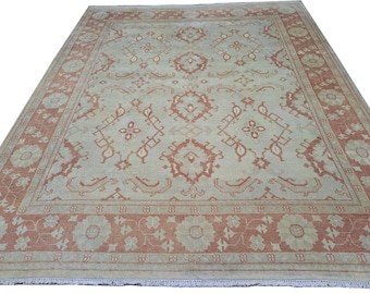 8x10 Ft 100% Wool Oushak Style Rug | Hand-Knotted Carpet | Custom Options Available | BAB026
