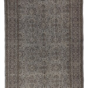 Vintage Area Rug Overdyed in Gray for Modern Interiors, Handmade in Turkey. 6x9.5 Ft, BD646.