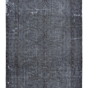 Gray Handmade Area Rug for Modern Shabby Chic Decor, Low Pile Floor Covering. Distressed Turkish Floor Carpet 6.5x10 Ft, BTEK1197