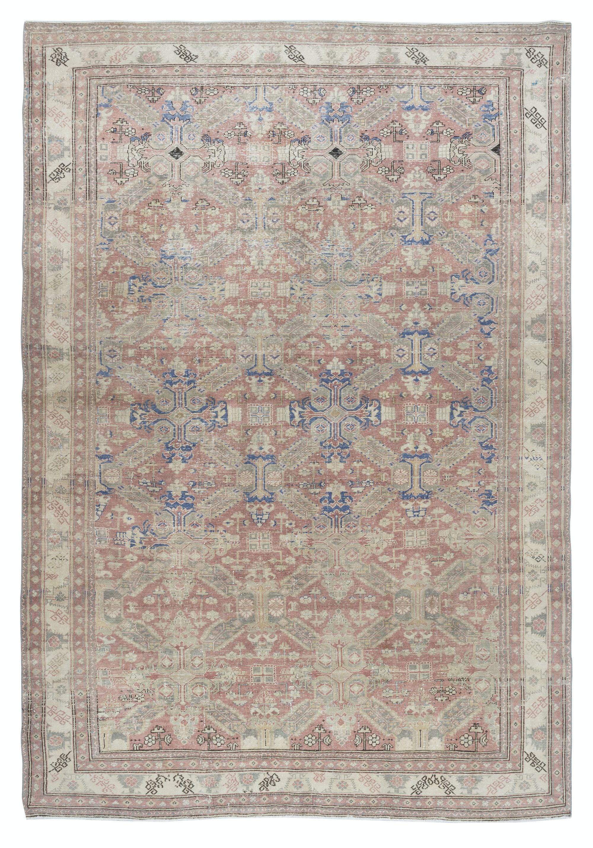 6.4x9.3 Ft Fine Vintage Turkish Kayseri Rug, Wool Pile on Cotton