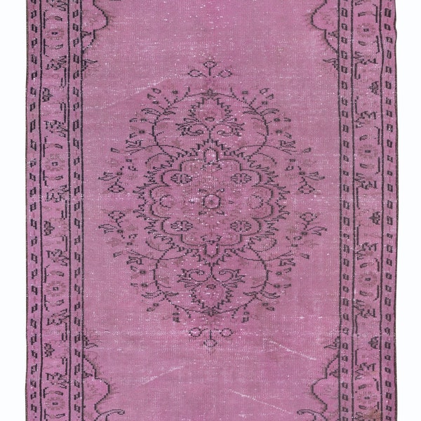 Handmade Area Rug in Pink, Modern Home Decor Choice, Handwoven and Handknotted in Turkey. 5x8.2 Ft, BTEK1489