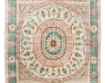Unique Exquisite Vintage Hand-Knotted European Wool Rug. 8.4x12 Ft, BA397.