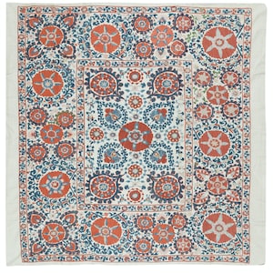 5x5 Ft Embroidered Silk Wall Hanging. Modern Tablecloth. Decorative Bed Cover. New Sofa Throw. BTEK1923