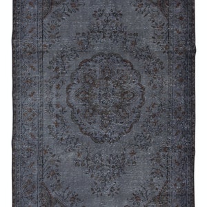 Handmade Turkish Area Rug for Living Room, Gray Carpet for Office, Modern Floor Covering for Bedroom. 5.5x9.7 Ft, BTEK1200