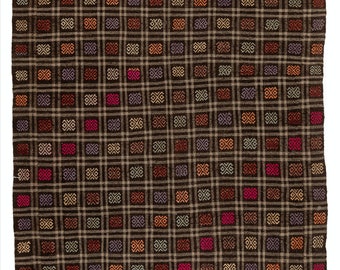 6.4x9.4 Ft One of a Kind Turkish Jajim Kilim. Vintage Hand-Woven Wool Rug. BC1296