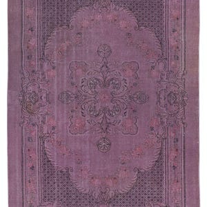 6.2x9.2 Ft Purple Area Rug for Modern Interiors, Hand-Knotted in Turkey. BTEK1971
